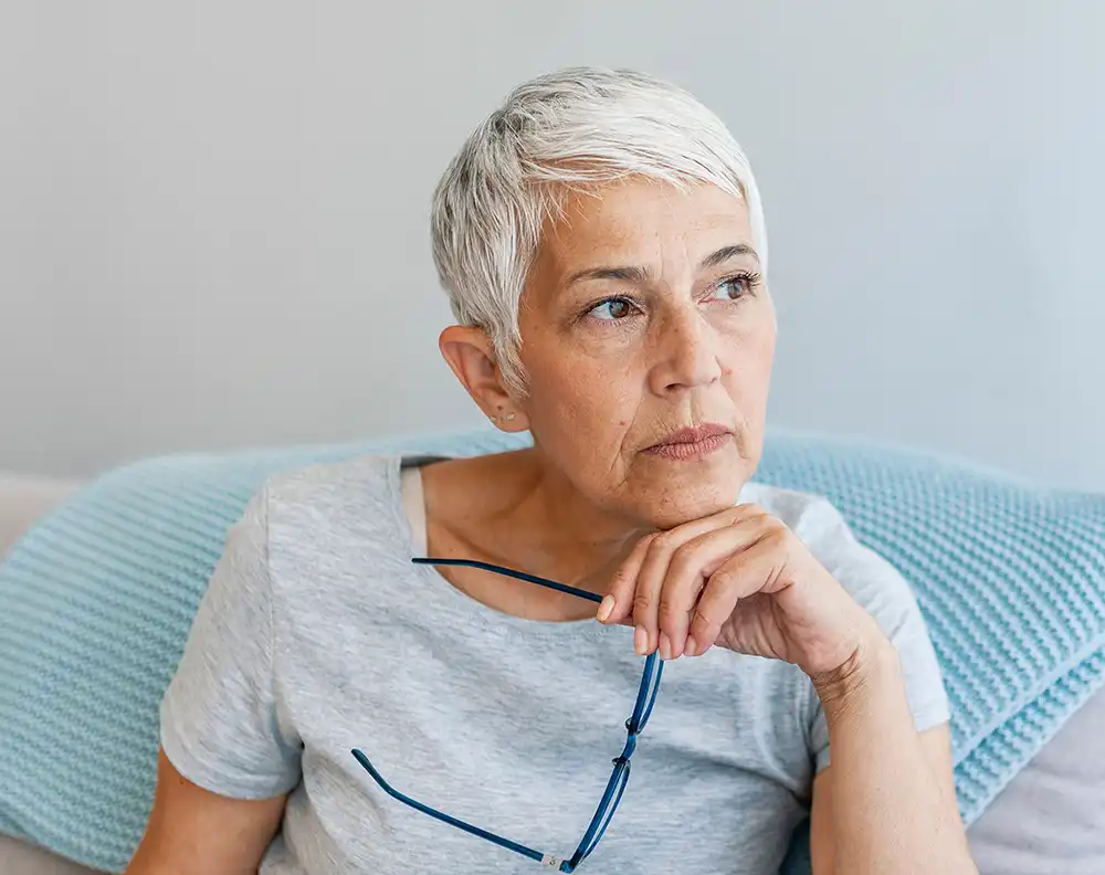 woman looking concerned